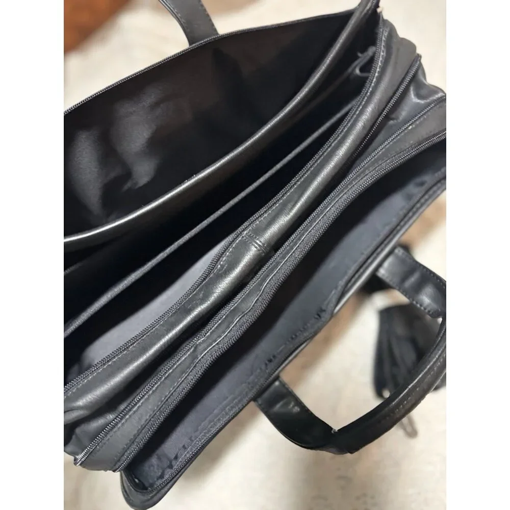 Leather‎ attache briefcase Expandable messenger bag with handle & shoulder strap